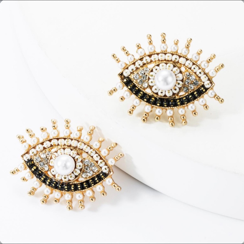 Embellished Evil Eye Earrings